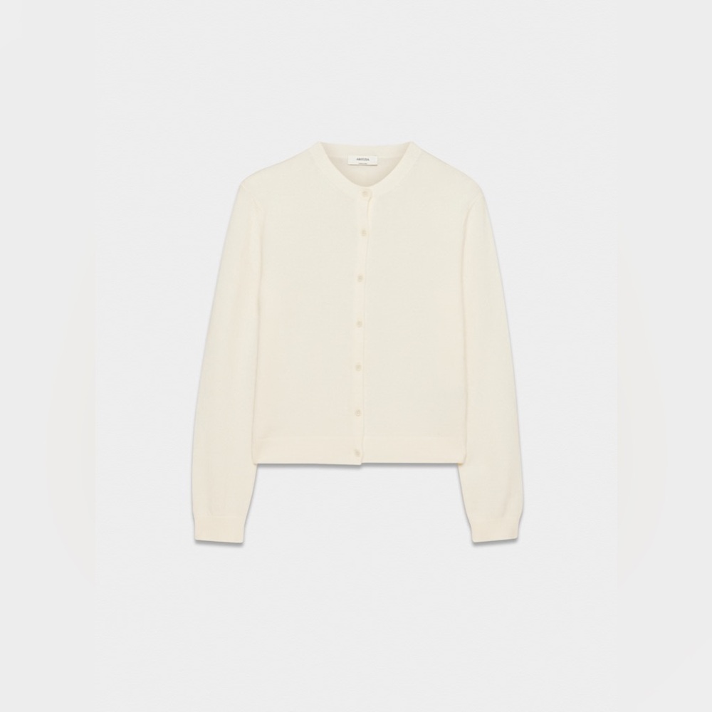 NWT - Aritzia Bare Cashmere Crew Cardigan - Small - Whisper White - Picture 6 of 9